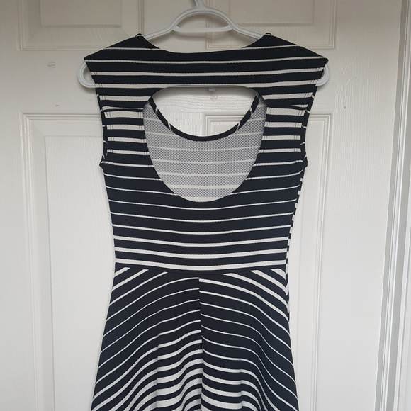 Rebel Sugar Black White Stripe Skater Dress - Picture 3 of 3